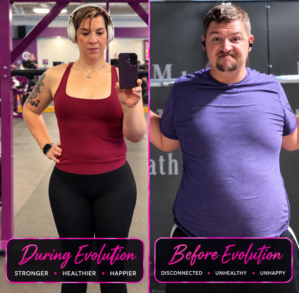 Coach E during evolution and before evolution comparison